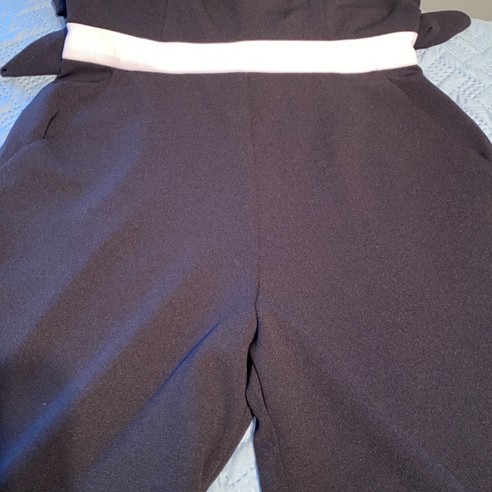 Donna Morgan Woman’s short sleeve contrast jumpsuit wide leg black white size 6 - Picture 7 of 8